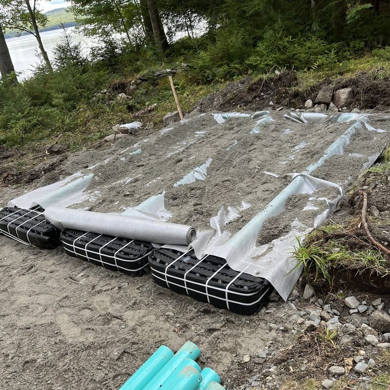Waterfront leach field installation